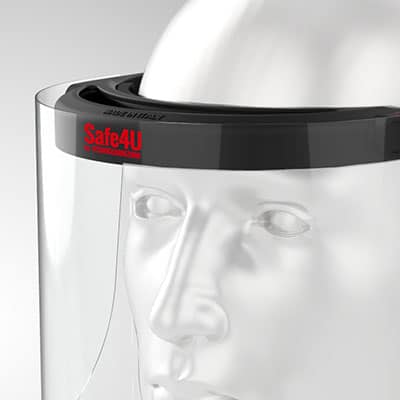 Halterungen für Schutzvisiere Made in Italy, hergestellt mit professionellem 3D-Druck mit PBF und dem Material Windform® FX BLACK